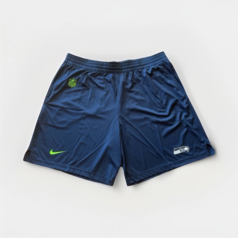 NFL Men's Dark Blue Athletic Shorts with Green Accents